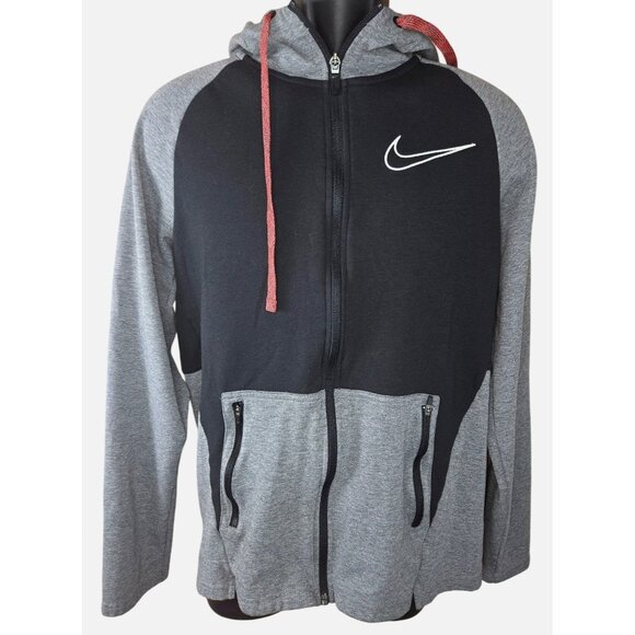 Nike Therma-Fit Mens Black & Gray Full-Zip Hooded Jacket Medium - Picture 2 of 9
